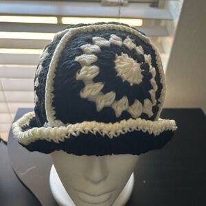 Handmade Black and White Crochet Hat